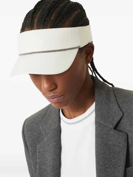 Sepci Brunello Cucinelli Nylon Visor with Shiny Band BIANCO Femei (BM 19409102) 3