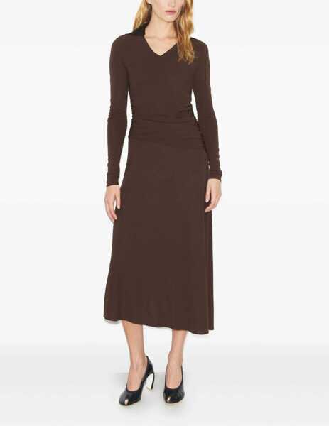 Rochii casual Tory Burch Asymmetrical Midi Dress BROWN Femei (BM 19409357) 2