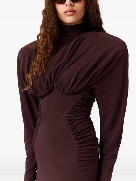 Rochii casual Stella McCartney Pleated Mini Dress BROWN Femei (BM 19409477) 5