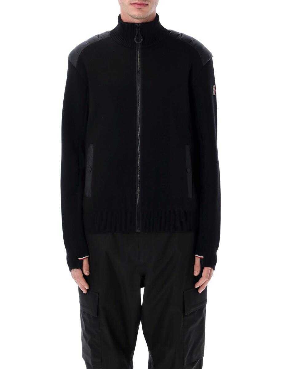 Cardigane Moncler Grenoble Moncler Grenoble Padded Wool Zip-Up Cardigan Black Barbati (BM 19411908) 1
