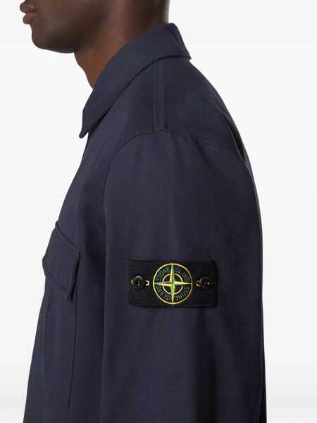 Camasi Stone Island Stone Island Overshirt In Cotton Panama BLUE Barbati (BM 19412028) 4