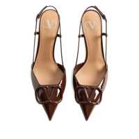Pantofi cu toc Valentino Garavani Dama - Pantofi cu toc Valentino Garavani Valentino Garavani Brown Patent Slingback Pumps Brown Femei (BM 19412157) - B-mall.ro