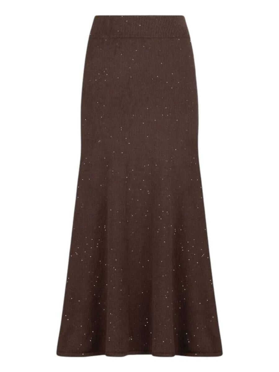 Fuste Liu Jo Liu Jo Sequins Embellished Knitted Skirt BROWN Femei (BM 19412160) 1