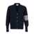 Thom Browne Blue Cardigan With V Neck And Striped Detail On The Sleeve In Wool Man BLUE