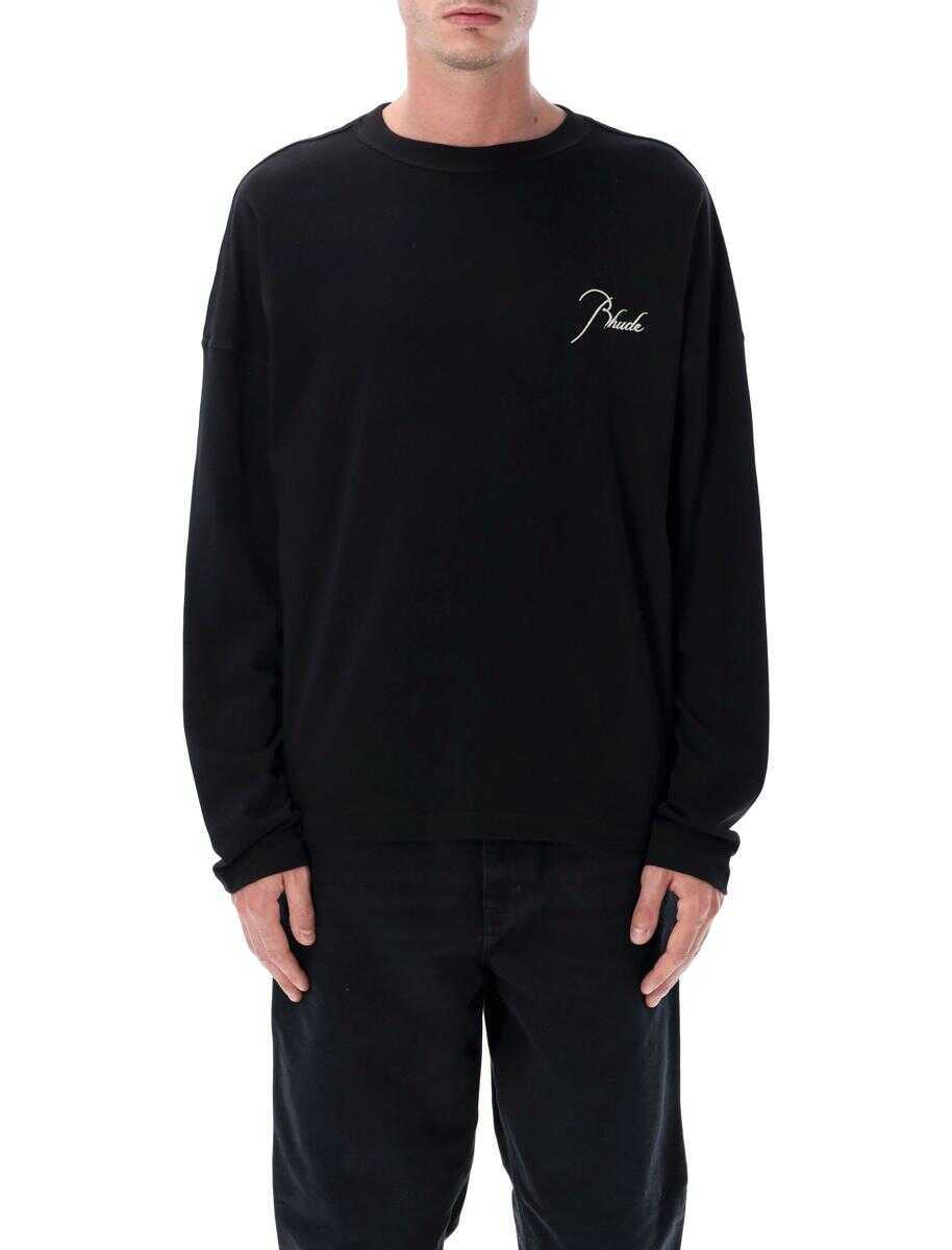 Tricouri RHUDE Rhude Classique Reverse Long Sleeve T-Shirt Black Barbati (BM 19412676) 1