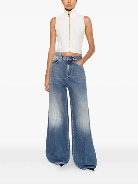 Topuri Balmain Balmain High-Neck Zip-Up Top Beige Femei (BM 19412937) 2