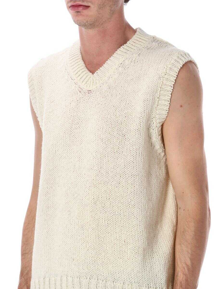 Pulovere Howlin Howlin Cosmic Spiele Wool V-Neck Slipover Beige Barbati (BM 19413369) 3