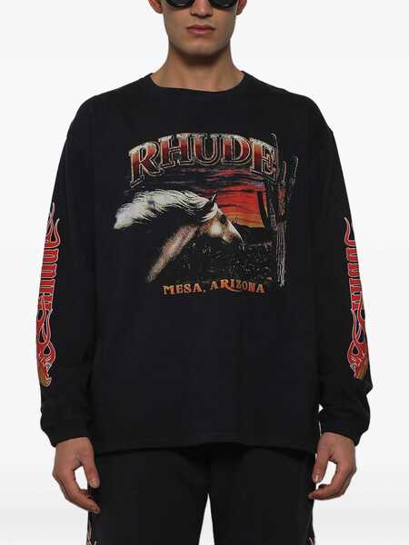 Tricouri RHUDE Rhude Mesa Stallion Long Sleeve T-Shirt VINTAGE BLACK Barbati (BM 19414392) 3