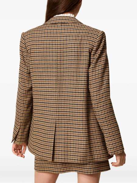 Sacouri TWINSET Twinset Beige Blazer SMALL CHECK CAMMELLO/NERO Femei (BM 19414641) 4