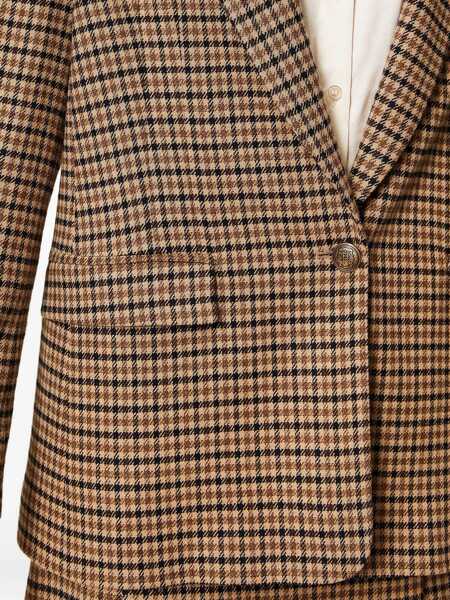 Sacouri TWINSET Twinset Beige Blazer SMALL CHECK CAMMELLO/NERO Femei (BM 19414641) 5