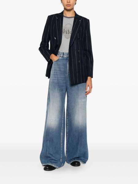 Geci Max Mara Max Mara Double-Breasted Pinstriped Jacket BLUE Femei (BM 19415334) 2