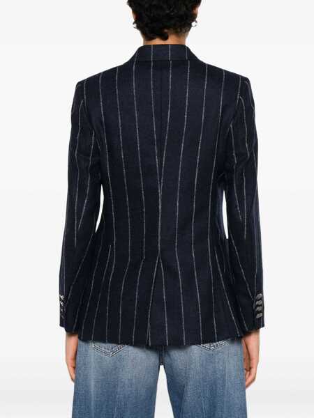 Geci Max Mara Max Mara Double-Breasted Pinstriped Jacket BLUE Femei (BM 19415334) 4