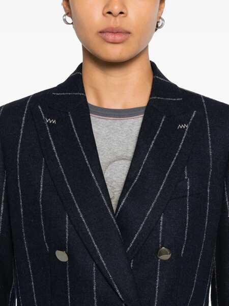 Geci Max Mara Max Mara Double-Breasted Pinstriped Jacket BLUE Femei (BM 19415334) 5