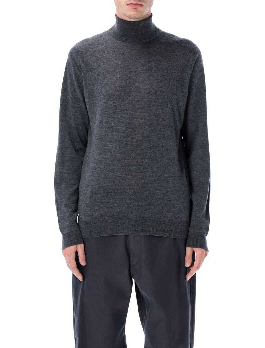 Pulovere John Smedley John Smedley Cherwell Extra Fine Merino Wool Roll Neck Jumper Grey Barbati (BM 19415436) 1