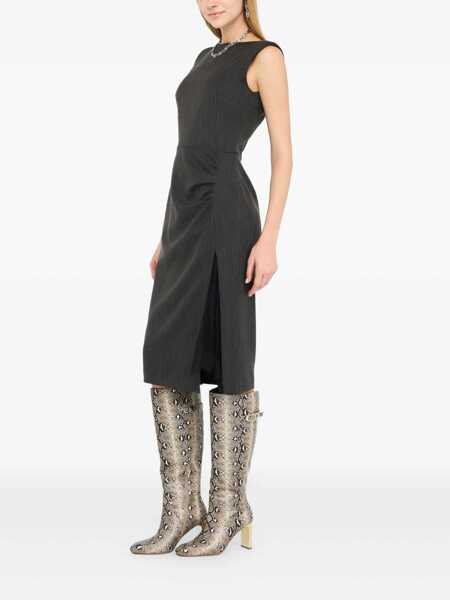 Rochii Liu Jo Liu Jo Pinstripe Pattern Midi Dress GREY Femei (BM 19415901) 3