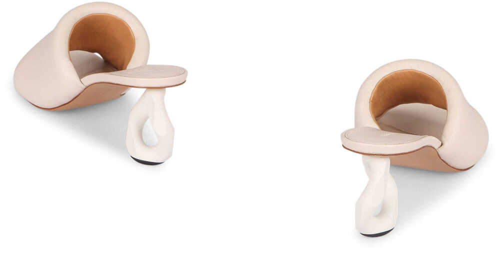 Pantofi cu toc JW Anderson JW Anderson Leather Mules WHITE Femei (BM 19415910) 4