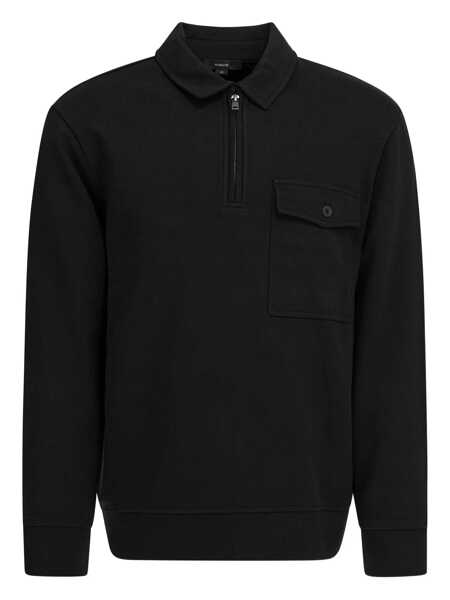 Tricouri Polo Vince Cotton blend zippered polo shirt Black Barbati (BM 19418022) 1