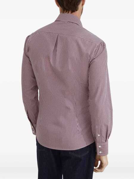 Camasi casual Brunello Cucinelli Slim fit cotton check Shirt AMARANTO Barbati (BM 19418213) 4