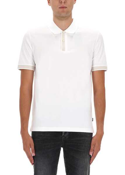 Tricouri Polo Hugo Boss Polo Shirt With Machined Details WHITE Barbati (BM 19418471) 1