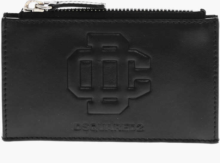 Portofele DSQUARED2 Leather Card Holder With Zipped Closure Black Barbati (BM 19419089) 4