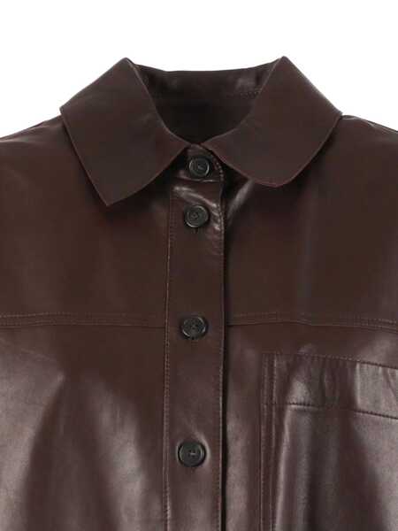 Paltoane Max Mara LEATHER JACKET Brown Femei (BM 19426470) 3