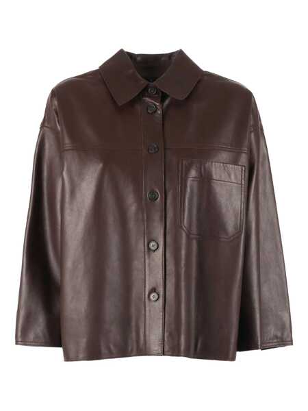 Paltoane Max Mara LEATHER JACKET Brown Femei (BM 19426470) 1