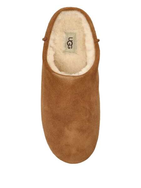 Balerini UGG Elea Beige Mules With Logo Lettering On The Side And Shearling Lining In Suede Woman Beige Femei (BM 19427835) 3