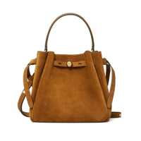 Genti de mana 'Romy' Brown Handbag With Adjustable And Removable Shoulder Strap And Logo Plaque On The Front In Suede Woman Femei