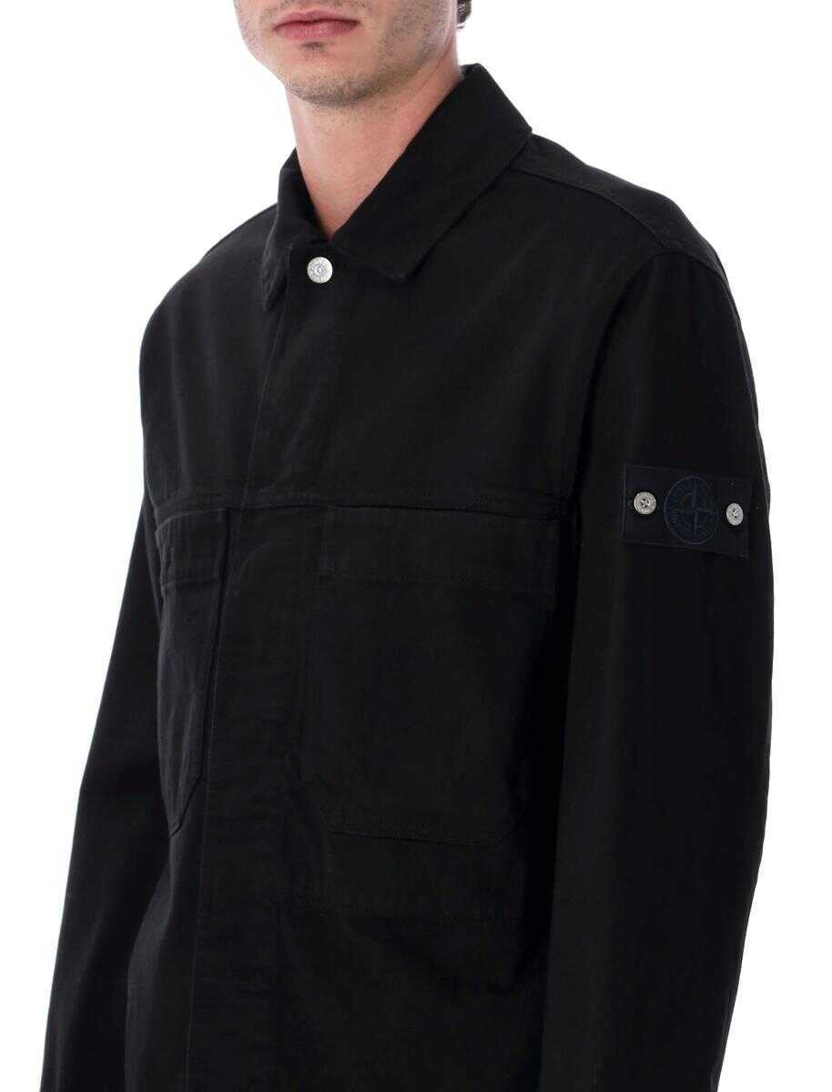 Geci Stone Island Stone Island Polypropylene Denim-Rinsed Coach Jacket Black Barbati (BM 19428378) 3