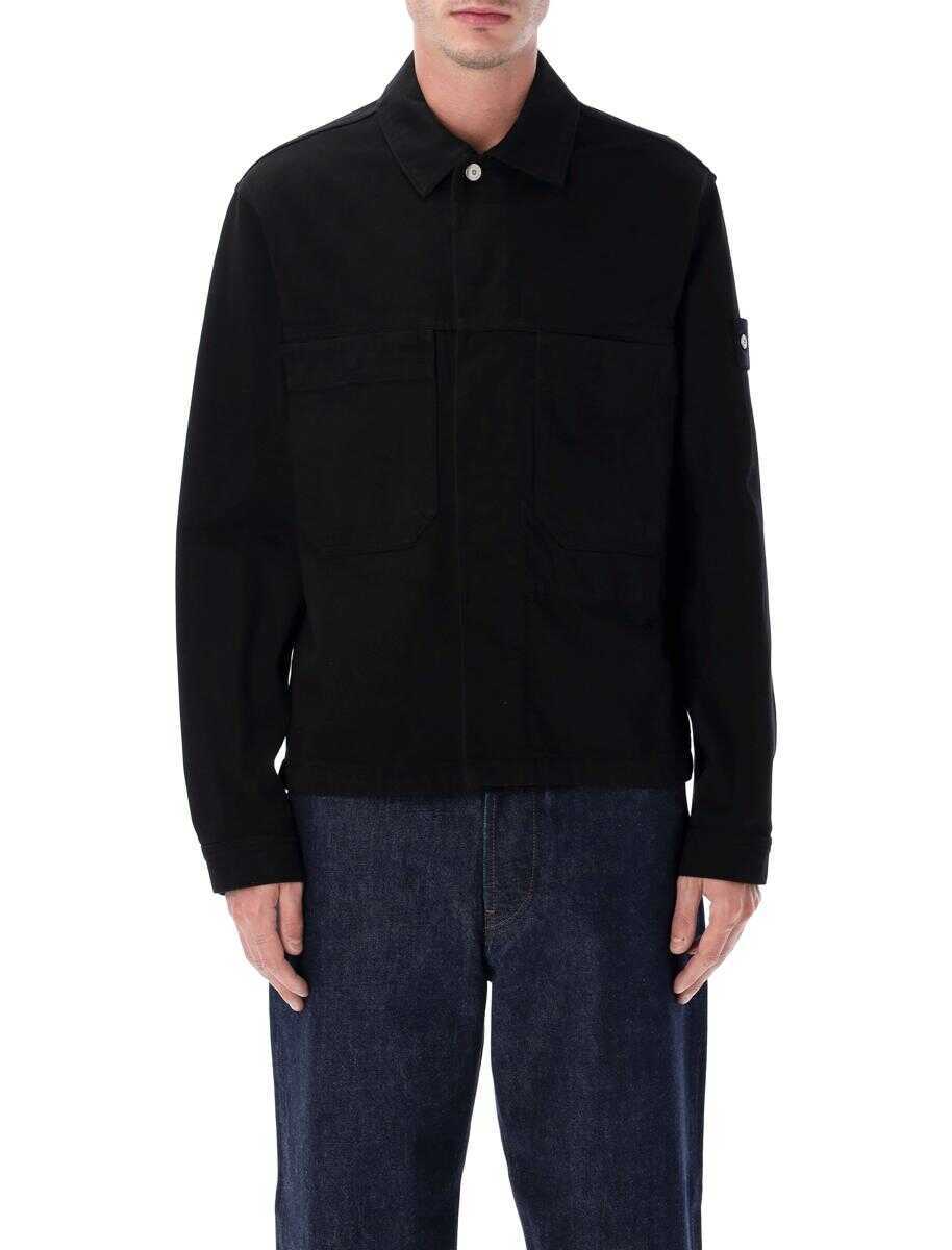 Geci Stone Island Stone Island Polypropylene Denim-Rinsed Coach Jacket Black Barbati (BM 19428378) 1