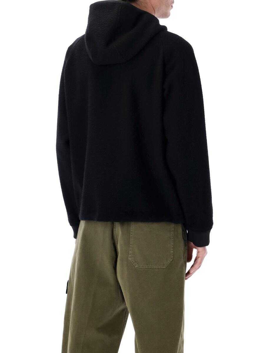 Geci Stone Island Stone Island Hooded Jacket In Ratteened Wool Nylon Black Barbati (BM 19428399) 2