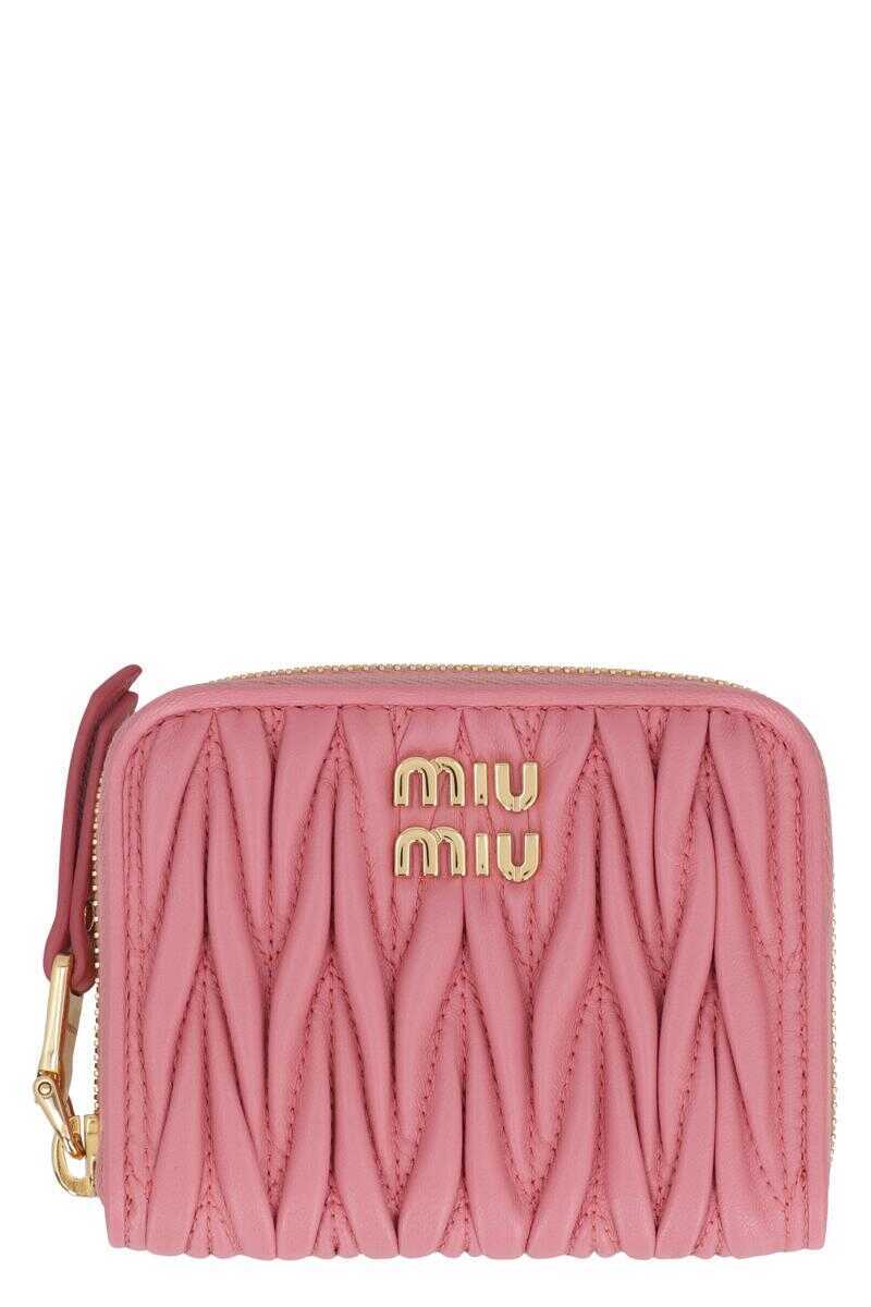 Portofele Miu Miu Miu Miu Coin Purse In Padded Nappa PINK Femei (BM 19428801) 1