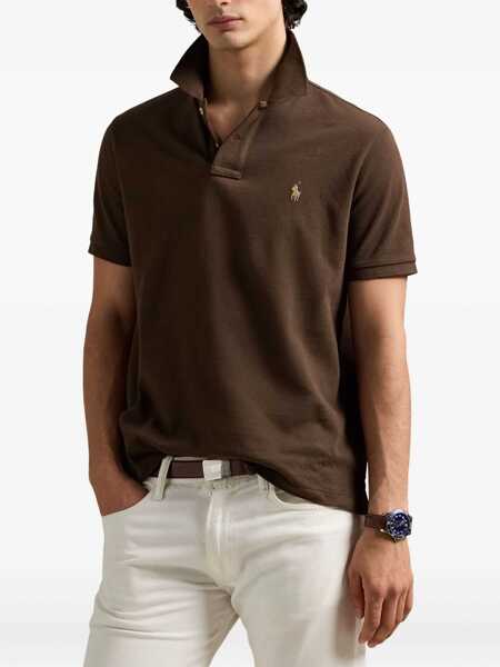 Tricouri Polo Ralph Lauren Custom Fit Brown Polo Shirt With Classic Collar And Pony Embroidery On The Front In Cotton Man BROWN Barbati (BM 19428900) 3