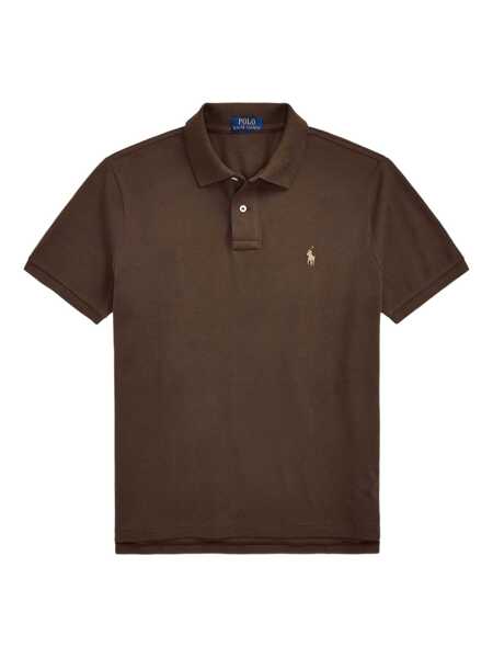 Tricouri Polo Ralph Lauren Custom Fit Brown Polo Shirt With Classic Collar And Pony Embroidery On The Front In Cotton Man BROWN Barbati (BM 19428900) 1