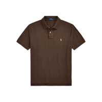 Tricouri Polo "Custom Fit" Brown Polo Shirt With Classic Collar And Pony Embroidery On The Front In Cotton Man Barbati