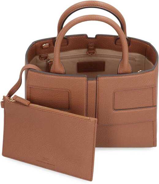 Genti de mana Elisabetta Franchi Elisabetta Franchi Medium Tote Bag With Logo Brown Femei (BM 19429560) 6