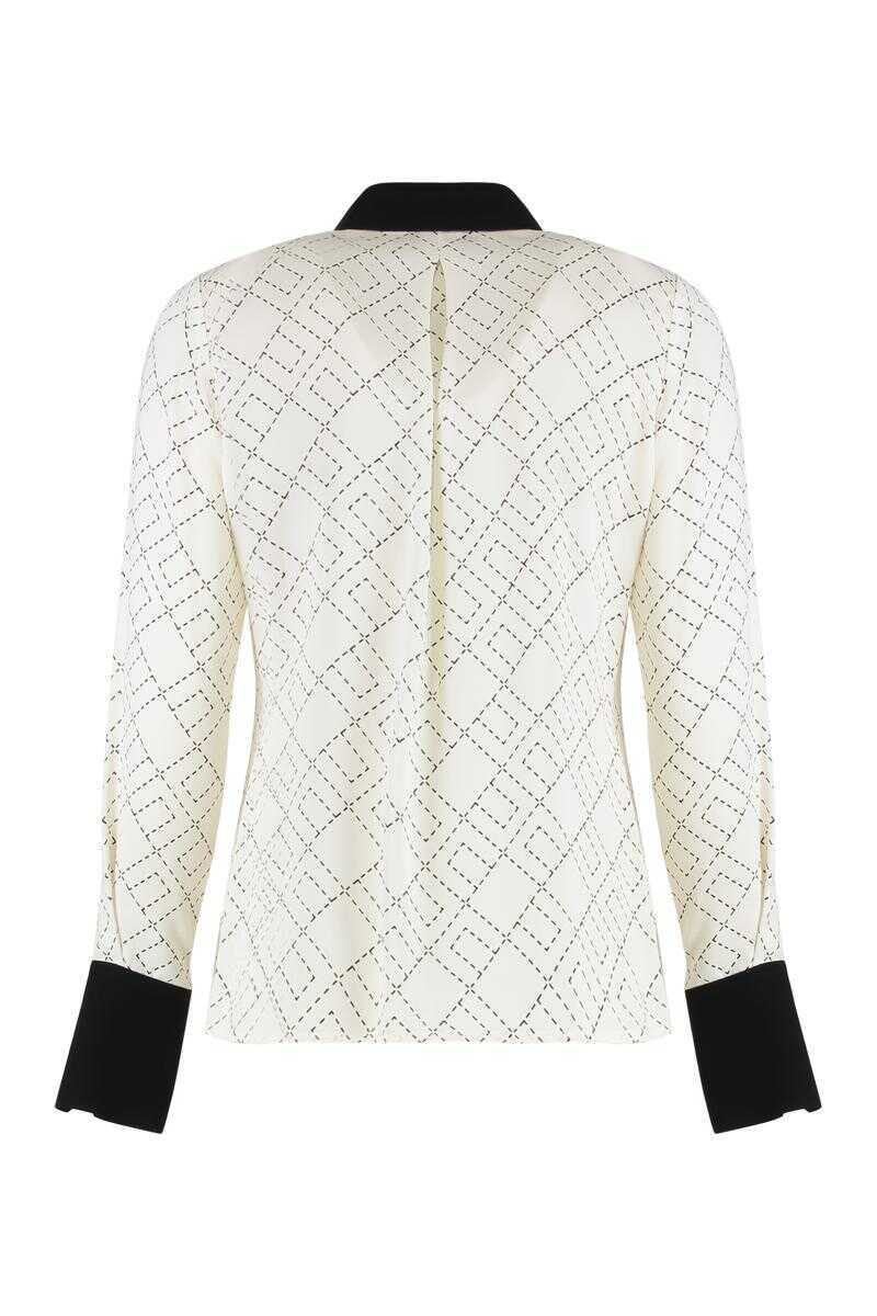 Camasi Elisabetta Franchi Elisabetta Franchi Shirt In Georgette With Bi-Color Print WHITE Femei (BM 19429611) 2