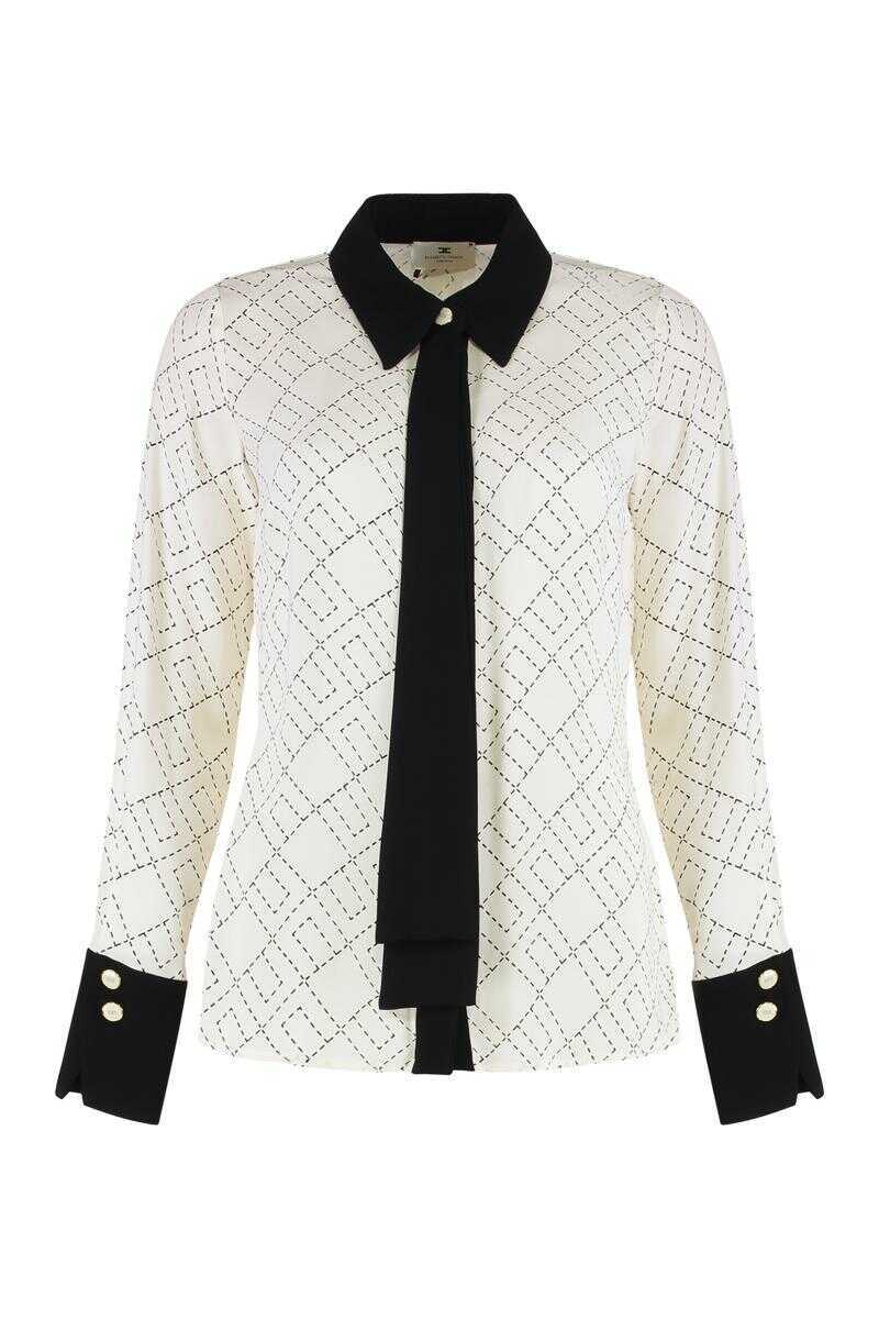 Camasi Elisabetta Franchi Elisabetta Franchi Shirt In Georgette With Bi-Color Print WHITE Femei (BM 19429611) 1