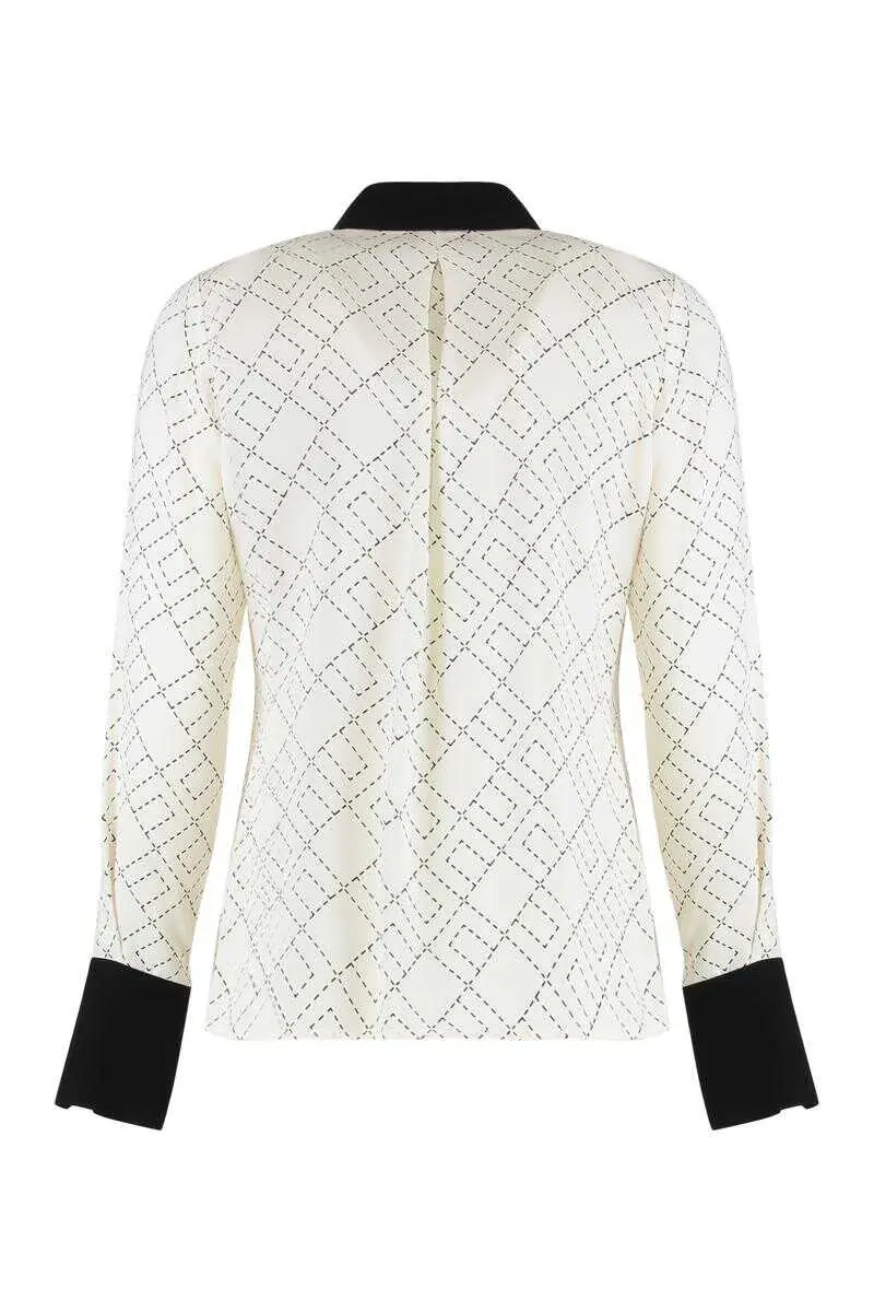 Camasi Elisabetta Franchi Elisabetta Franchi Shirt In Georgette With Bi-Color Print WHITE Femei (BM 19429614) 2