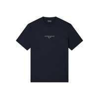 Tricouri Blue Crewneck T-Shirt With Logo Lettering On The Front In Cotton Blend Man Barbati
