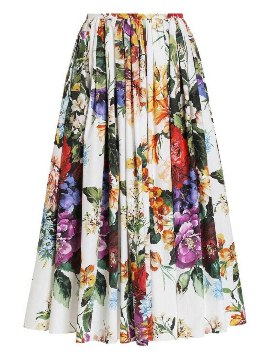 Fuste Dolce & Gabbana Dolce & Gabbana Flower Print Cotton Midi Skirt WHITE Femei (BM 19430064) 1