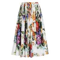 Fuste Dolce & Gabbana Flower Print Cotton Midi Skirt Femei