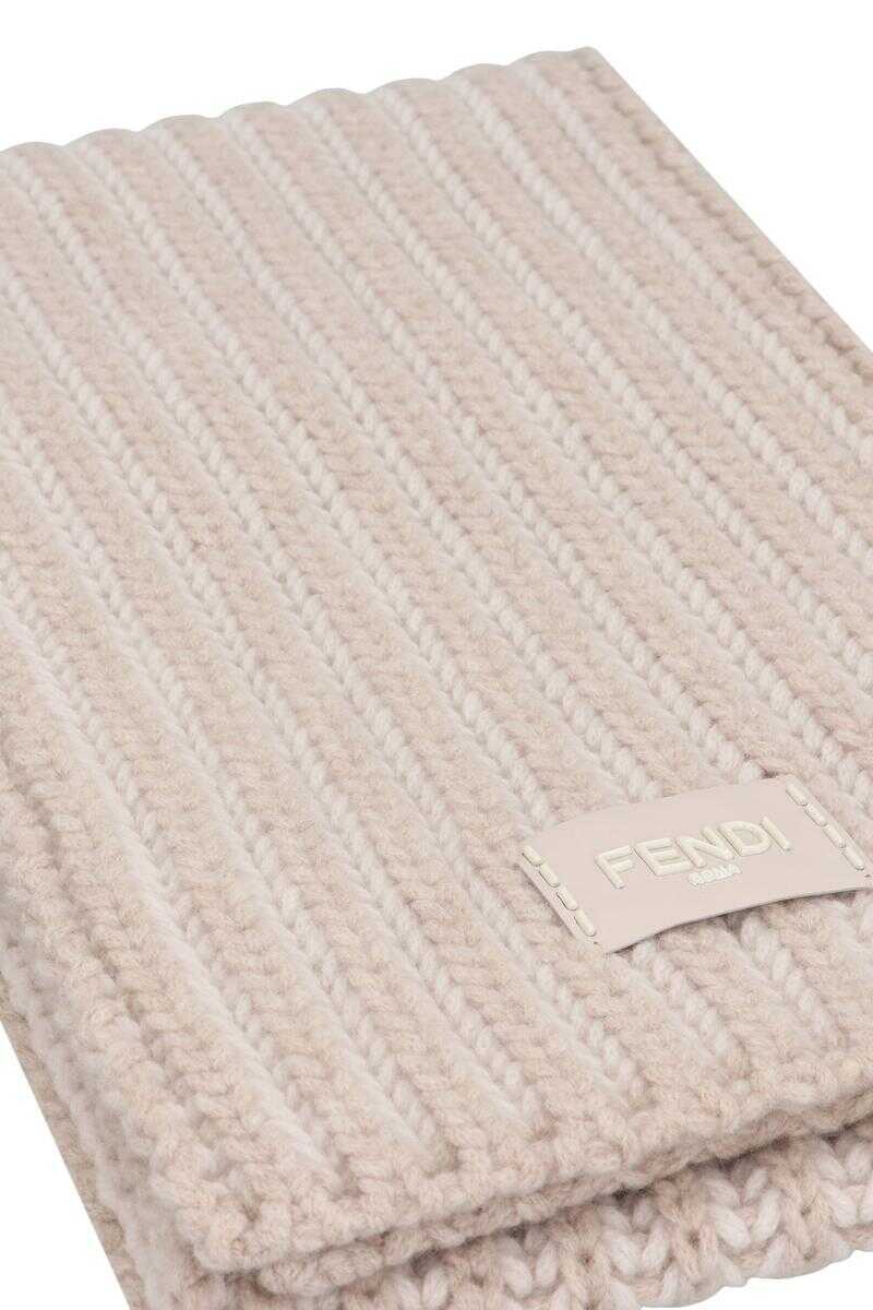 Esarfe Fendi Fendi Fendi Scarf In Wool And Cashmere Beige Femei (BM 19430643) 3