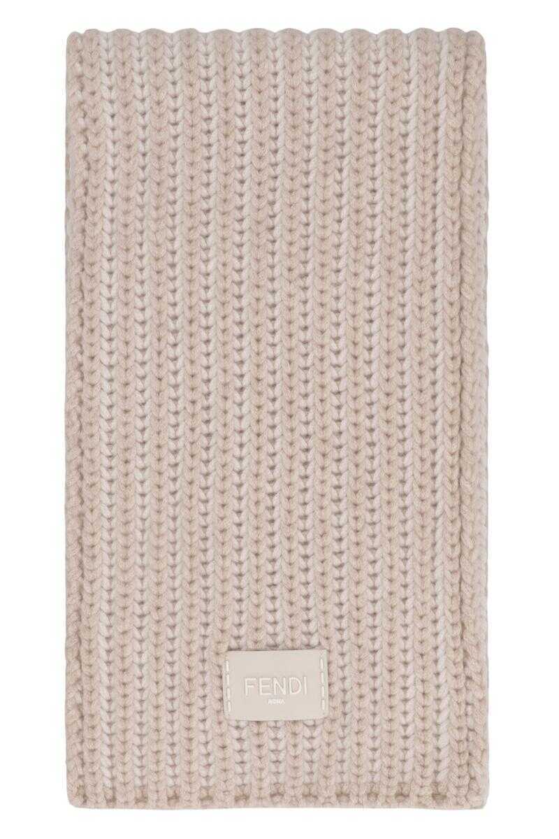 Esarfe Fendi Fendi Fendi Scarf In Wool And Cashmere Beige Femei (BM 19430643) 1