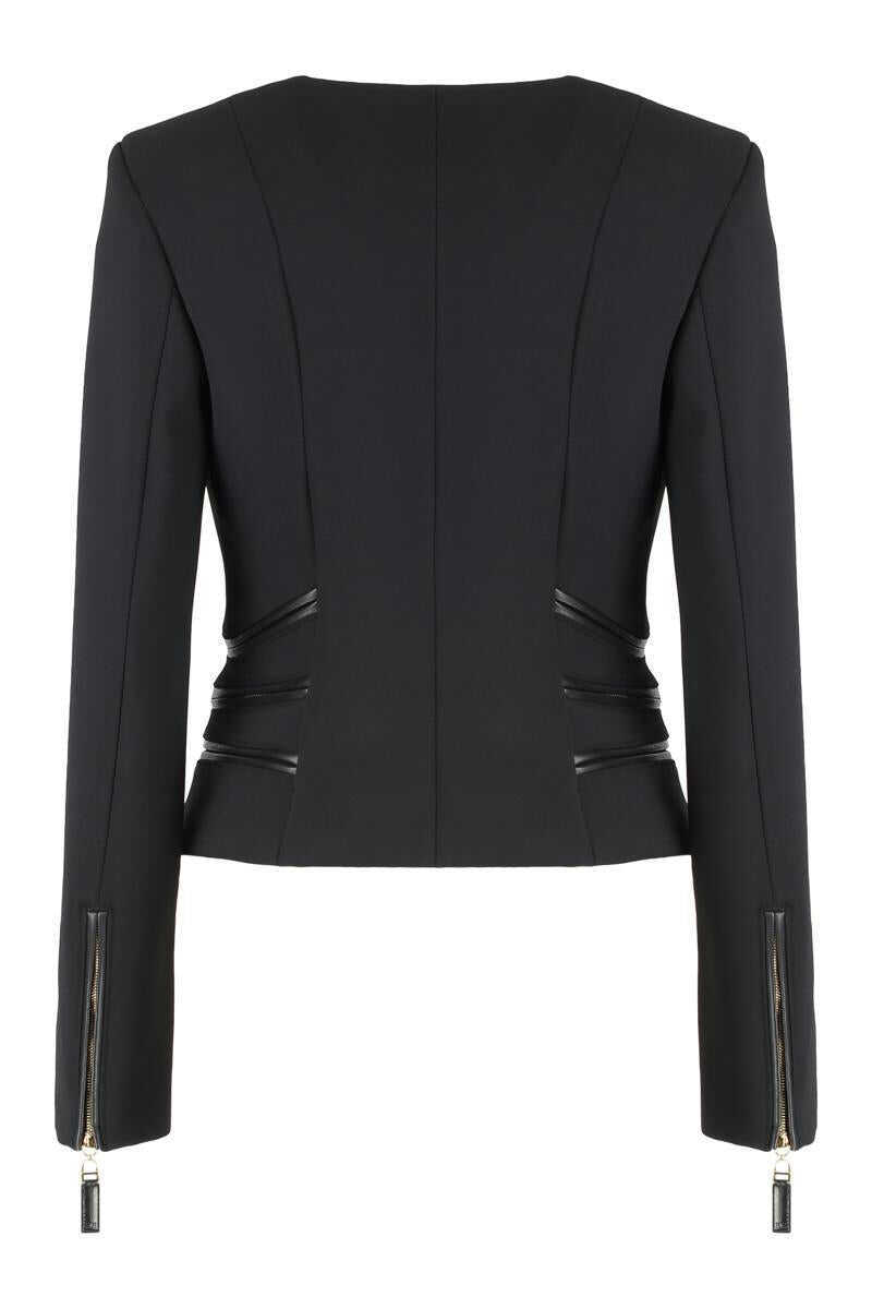 Geci Elisabetta Franchi Elisabetta Franchi Jacket In Double Crpe With Zip Details Black Femei (BM 19430679) 2