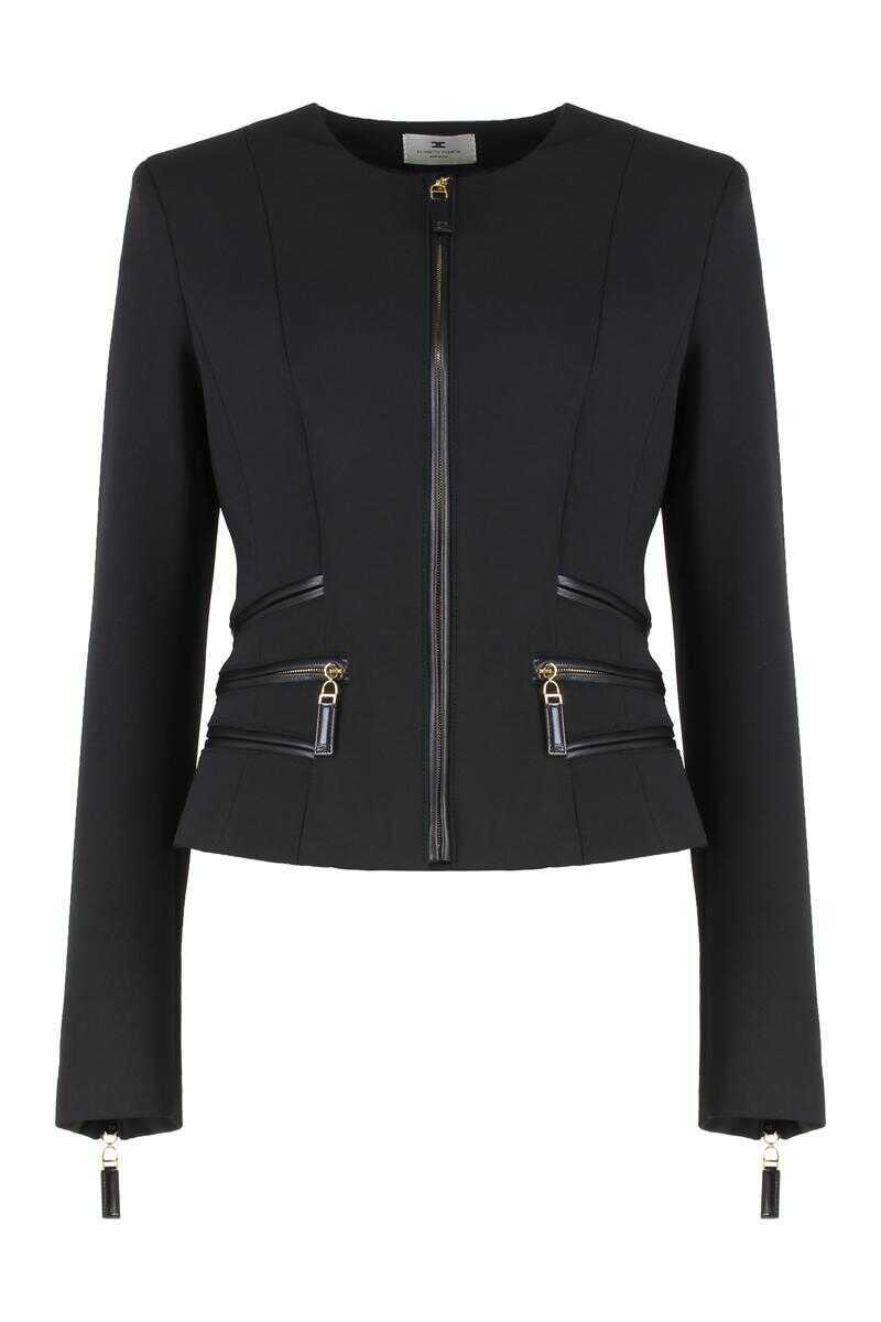 Geci Elisabetta Franchi Elisabetta Franchi Jacket In Double Crpe With Zip Details Black Femei (BM 19430679) 1