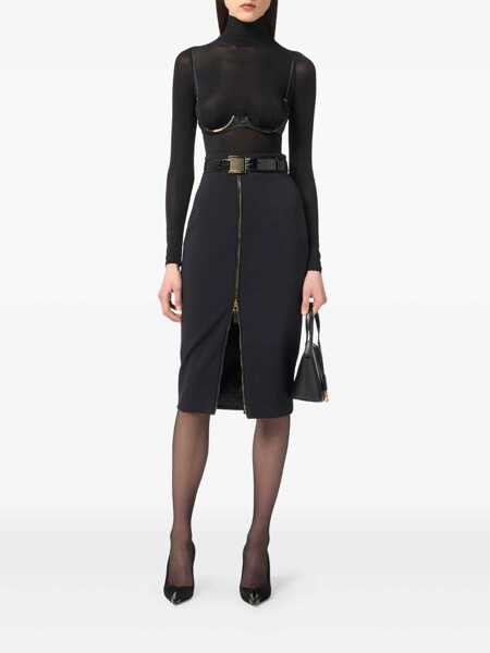 Fuste Elisabetta Franchi Elisabetta Franchi Lightweight Crepe Skirt With Zip Black Femei (BM 19430748) 2