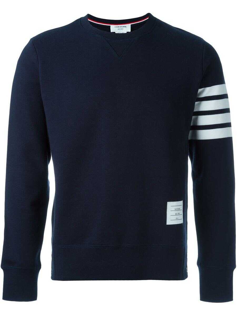 Pulovere Thom Browne Thom Browne Cotton Crewneck Sweatshirt BLUE Barbati (BM 19431621) 1