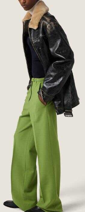 Pantaloni casual Miu Miu Miu Miu Pantaloni Punto Stoffa Green Femei (BM 19431720) 1