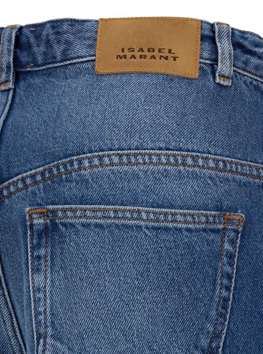 Blugi Isabel Marant Lemony Light Blue Flared Jeans With Logo Patch In Cotton Denim Woman BLUE Femei (BM 19431909) 3